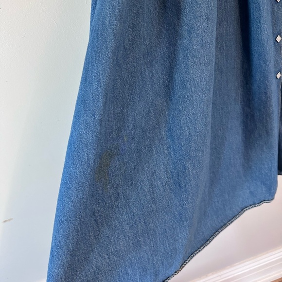 Panhandle Slim Rare Vintage A-Line Denim Skirt Pearl Snap Diamonds - Picture 9 of 10